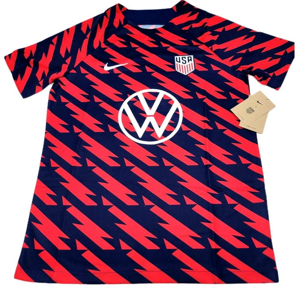 Med USA Soccer USMNT Nike 2023/24 Academy Pro Pre Match Top Red Navy Men’s NWT